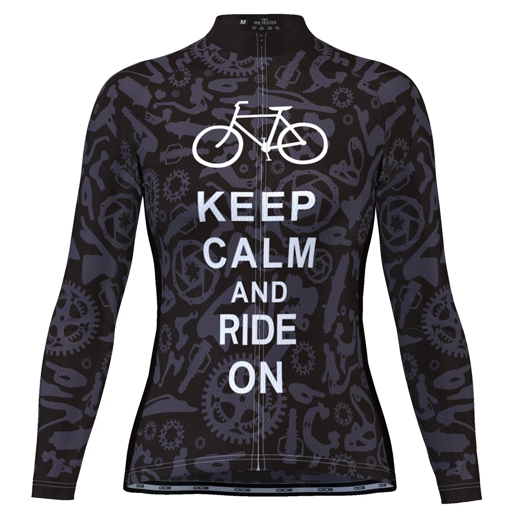 

HIRBGOD New Women Breathable Cycling Jerseys Mountain Top Quality Bike Clothing Keep Calm and Ride on Jersey Clothes,TYZ077-04