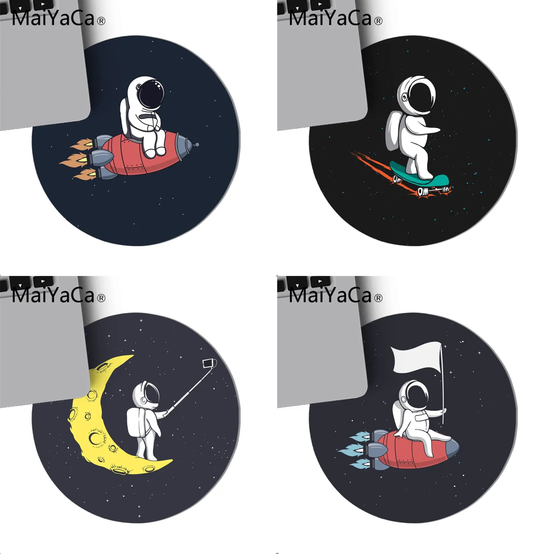 

MaiYaCa Space astronaut Keyboard Gaming MousePads Anti-Slip Laptop PC Mice Pad Mat 220x220mm Circular Mouse Pad