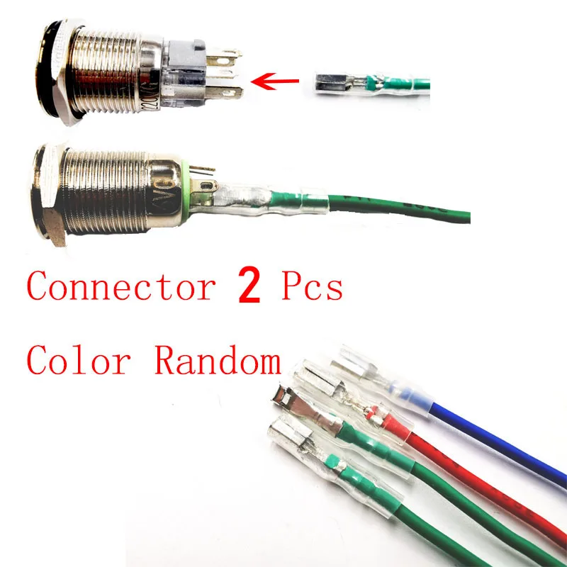 Акция! 12 мм самоблокирующийся металлический водонепроницаемый без света кнопочный переключатель коннектор цвет случайный - Цвет: 2Pcs Connector