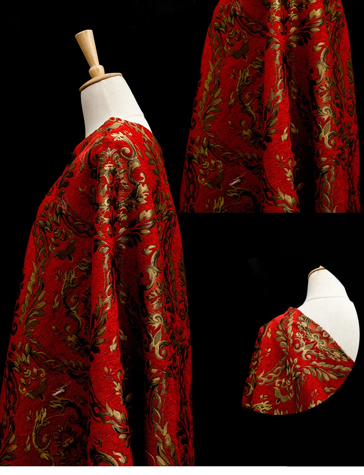 Изготовленная на заказ JX Высококачественная синель окрашенная пряжа можная жаккардовая ткань ретро корт цветок платье осень и зима платье ткань