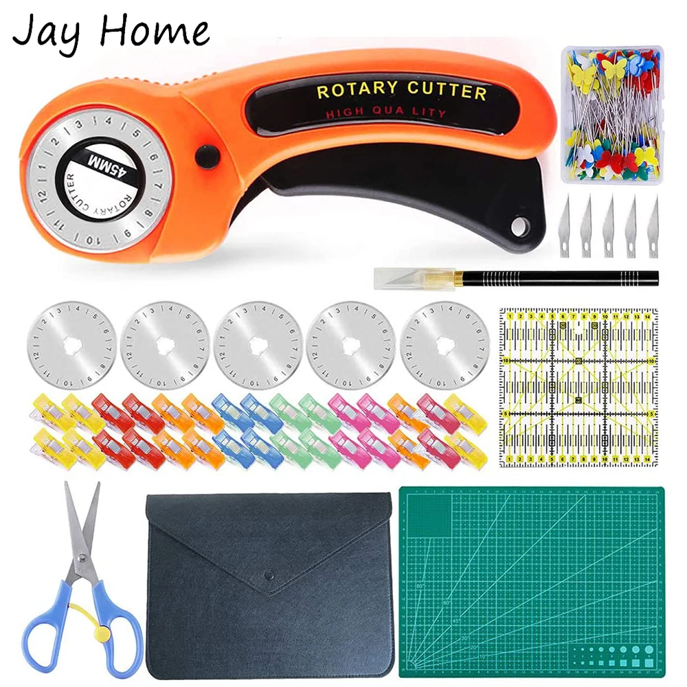 146pcs Rotary Cutter Set 45mm Fabric Cutter With Cutting Mat Scissors