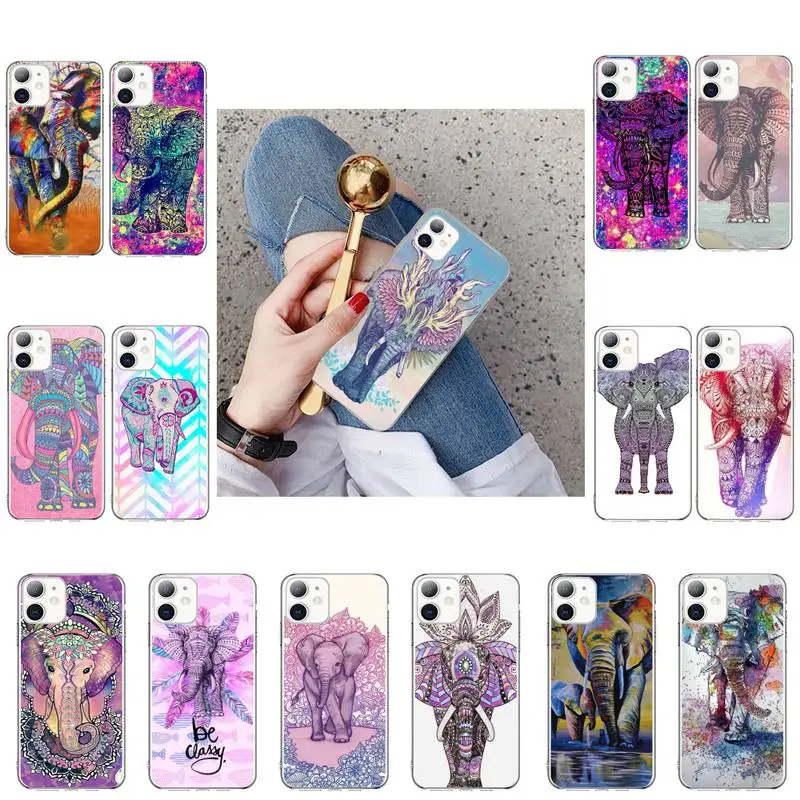 Животное тату слонов Bling симпатичный чехол для телефона iPhone X XS MAX 6 6s 7 7plus 8 8Plus 5 5S SE