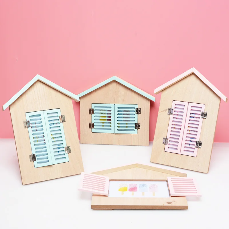 

INS Nordic wooden creative small house window photo frame home desk desktop bookshelf ornaments children photo memorial