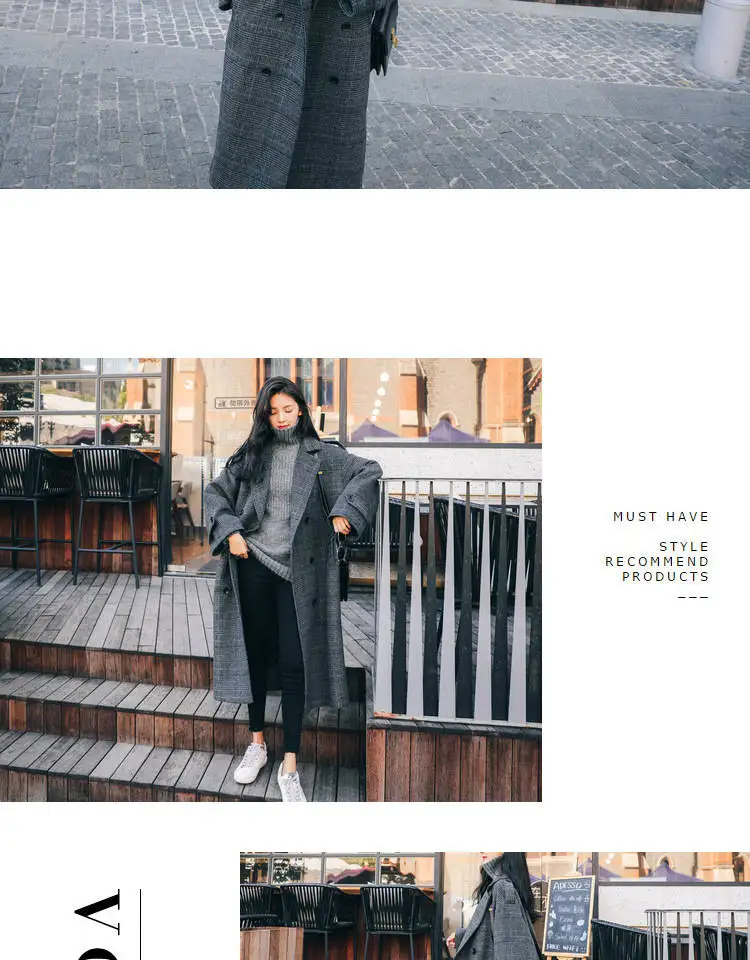 Зимнее корейское Женское пальто винтажное теплое шерстяное клетчатое пальто модное официальное длинное пальто с рукавом летучая мышь с длинным рукавом для женщин
