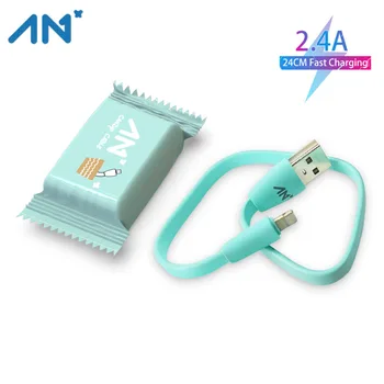 

AN+ 24cm Short Mini USB Charger Cable Micro Flat Candy Color Charging Data Sync Cable ForPhone Type-C Android Cellphone USB Cord