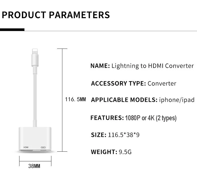 Reilim для Lightning-HDMI адаптер AV видео для iPad к hdmi hd адаптер Разъем для iphone 7 8 X PLUS