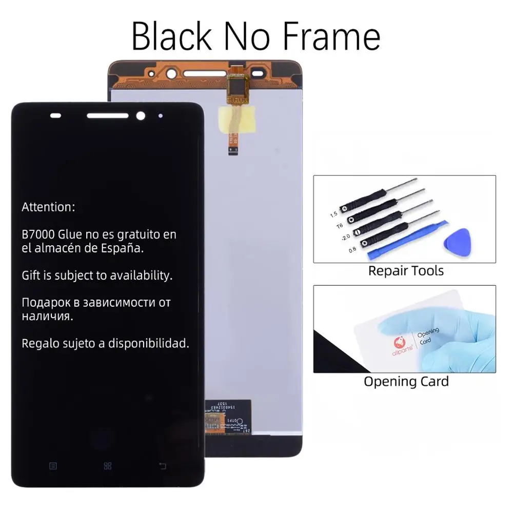 No Frame Black Дисплей для LENOVO A7000 LCD в сборе с тачскрином на рамке черный - Цвет: No Frame Black