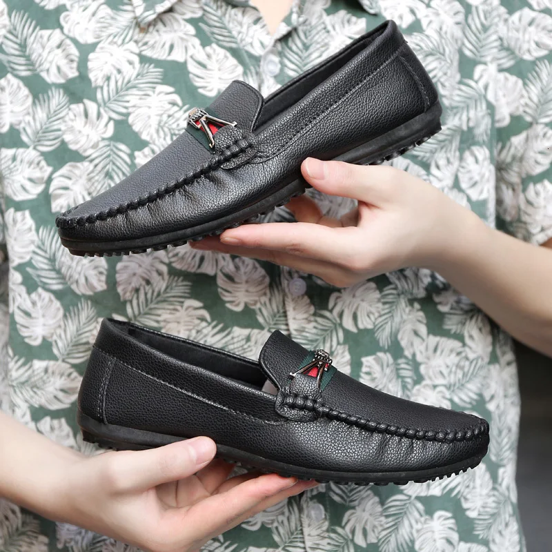 

Men Casual Shoes Fashion Peas Driving Adult Lazy Sneakers Slip Loafers Man Walking Footwear Plus Size 44 Tenis Genuine Leather