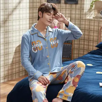 

Autumn Men And Women Cotton Pijamas Sleepwear Couple Pajamas Sets Lover Home Night Suit Sleep Lounge домашняя одежда для женщи
