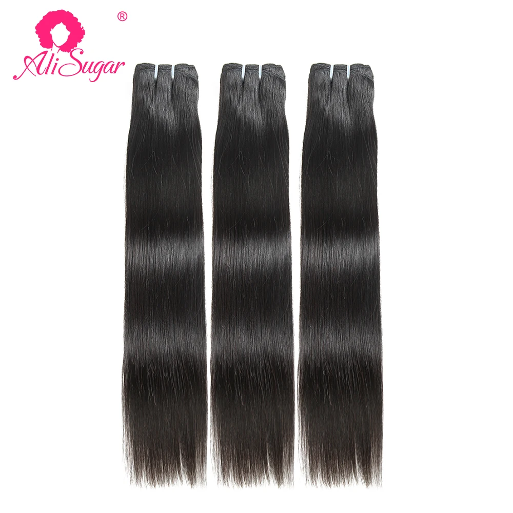 Ali Sugar девственные волосы малазийские прямые пучки с 13*4 синтетический фронтальный натуральный цвет необработанные человеческие волосы для наращивания