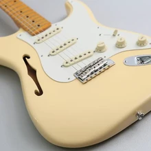 free shipping custom 6 strings electric guitar, yellow semi hollow sole guitar, fixed bridge,yellow HHH pickups