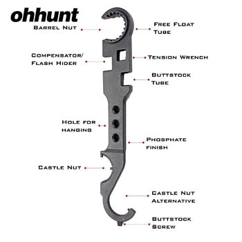 

AR15 Combo Wrench Tool includes Castle Nut Wrench Barrel Nut Wrench Buttstock Tube Tool Muzzle Brake Flash Hider Handguard Tool