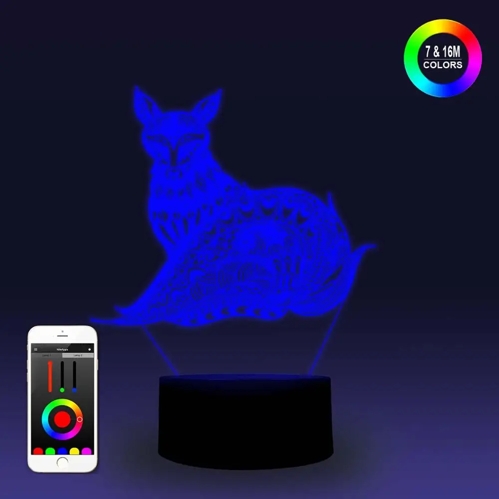 NiteApps 3D Художественная собака ночник настольная Иллюзия украшение лампа подарок на день рождения приложение/сенсорное управление