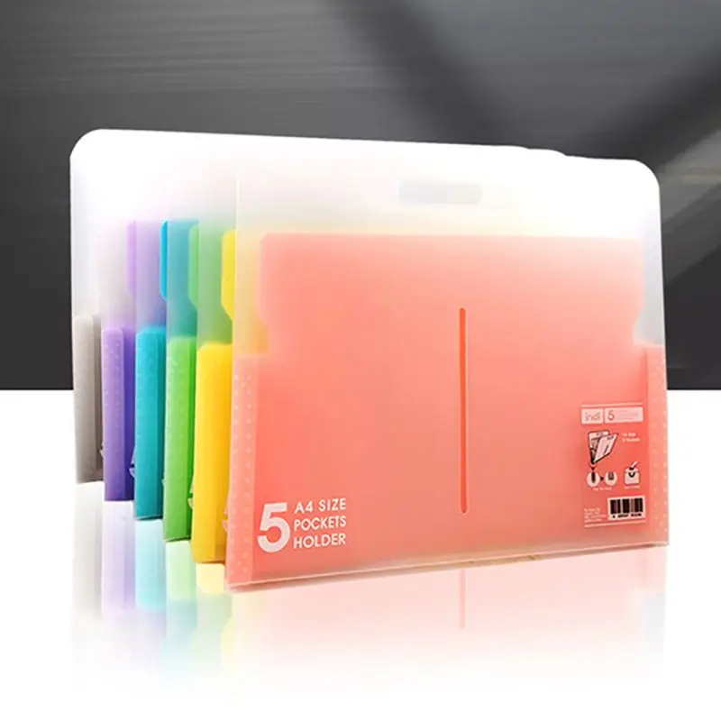 

5 Grid Horizontal Organ Bag Document File Folder Portable A4 Organizer Paper Holder Office School Supplies Gift