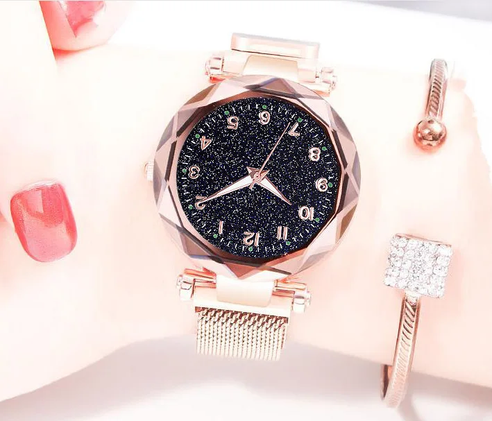 Женские с магнитом с пряжкой звездное небо светящиеся часы Роскошные MEIBO женские кварцевые часы из нержавеющей стали Relogio Feminino Лидер продаж