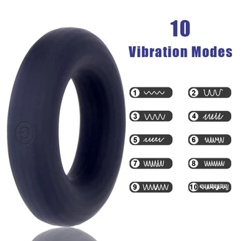 Silicone Cock Ring Sex Toys for Men Vibrating Penis Ring USB Charging Delay Ejaculation 10 Frequency Lock Vibro Ring Sex Shop 2