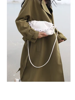 

Pouch Handbag Women Soft High Quality Fashion Luxury Designer Clutch Bag Lady Ruched Cloud Shoulder Bag Chain