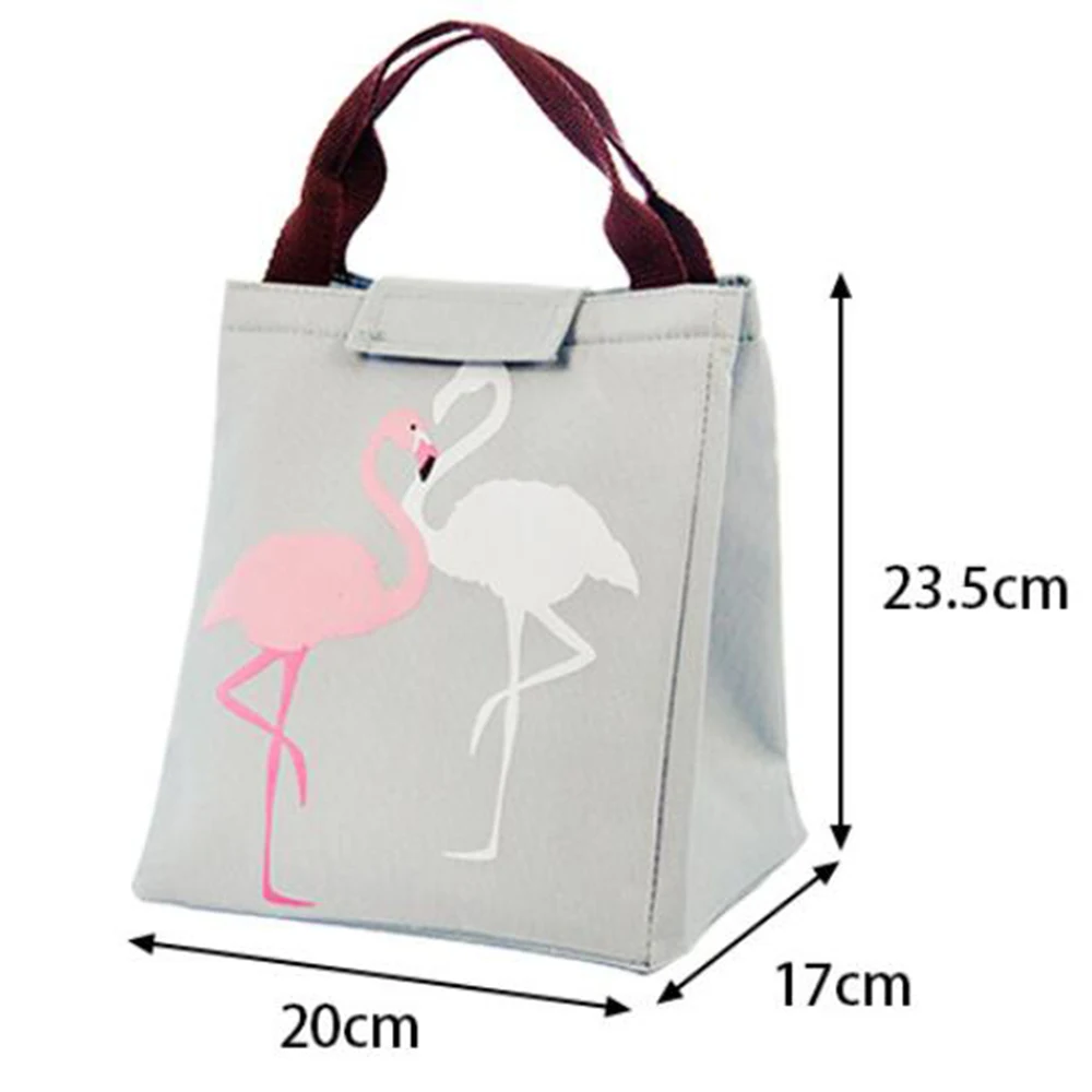 Портативные сумки для ланча с изображением фламинго, 3 цвета, алюминиевая фольга, термоизолированная сумка, водонепроницаемая женская сумка для пикника и отдыха, Студенческая сумка для ланча - Цвет: grey