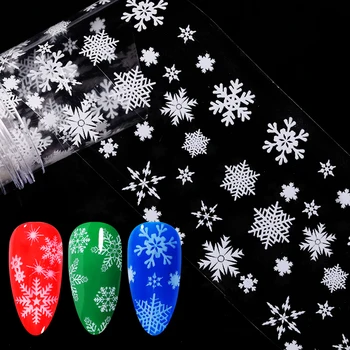 

1 Roll Nail Decorations Nail Foils Christmas White Snowflake Mixed Patterns Nail Art Transfer Sticker for DIY Design Accessories