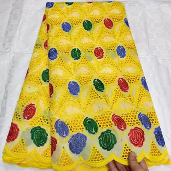 

Madison Yellow Color Swiss Voile Lace Fabrics with Stones Embroidery African Cotton Fabrics High Quality Nigerian Cotton Lace