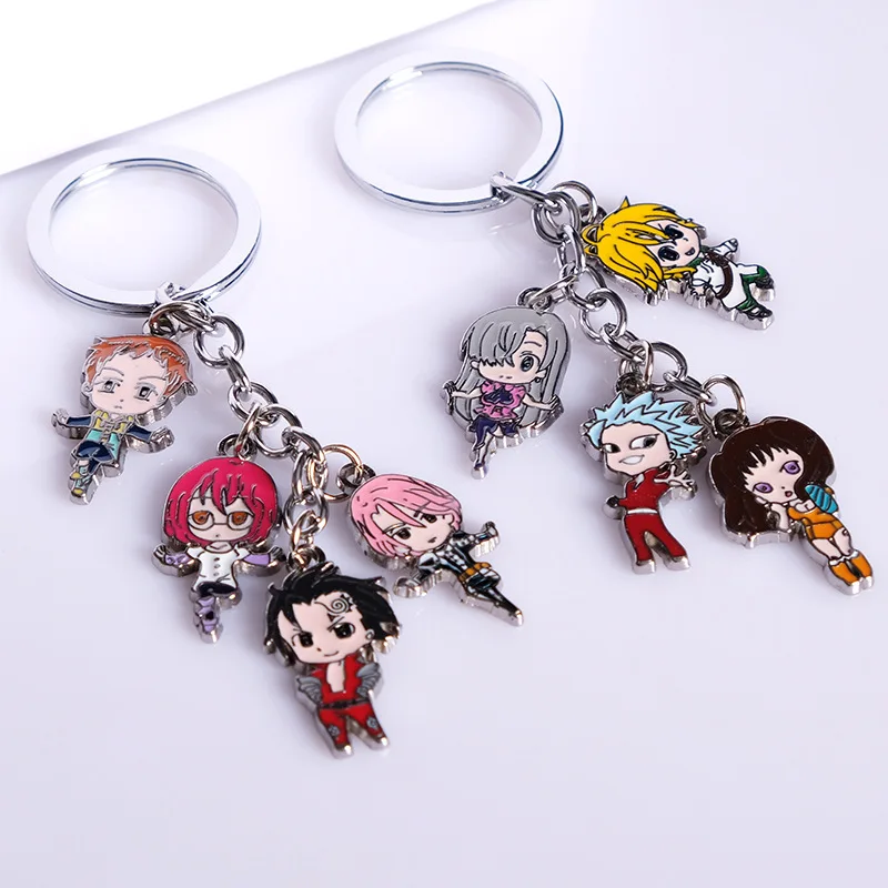 Anime Nanatsu No Taizai The Seven Deadly Sins Keychain Car Key Ring Holder Cartoon Figure Meliodas Elizabeth Pendants Trinkets | Украшения