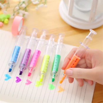 

6Pcs Highlighters Simulation Syringe Marker Pen Stationery For School Lovely