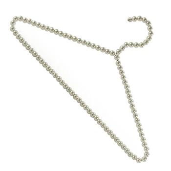 

Pack of 2 Premium Metal Elegant Clothes Hangers Covered In Pearl Beads - 15.7 Inches