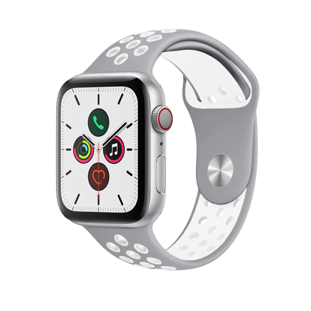 Силиконовый ремешок pulseira для apple watch band 4(iwatch 5) 44 мм 40 мм apple watch 3 2 1 ремешок 42 мм 38 мм - Цвет ремешка: silver white