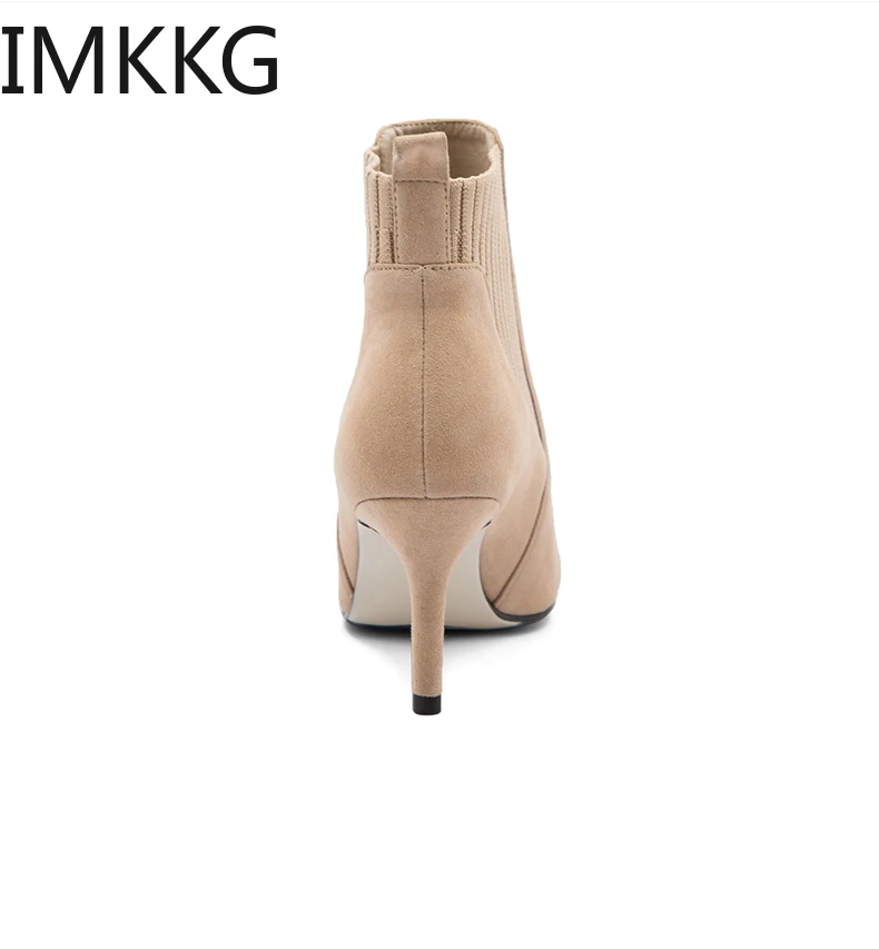 Тянущийся носок сапоги женская обувь модные туфли на высоком каблуке без застежки женские ботильоны F90384
