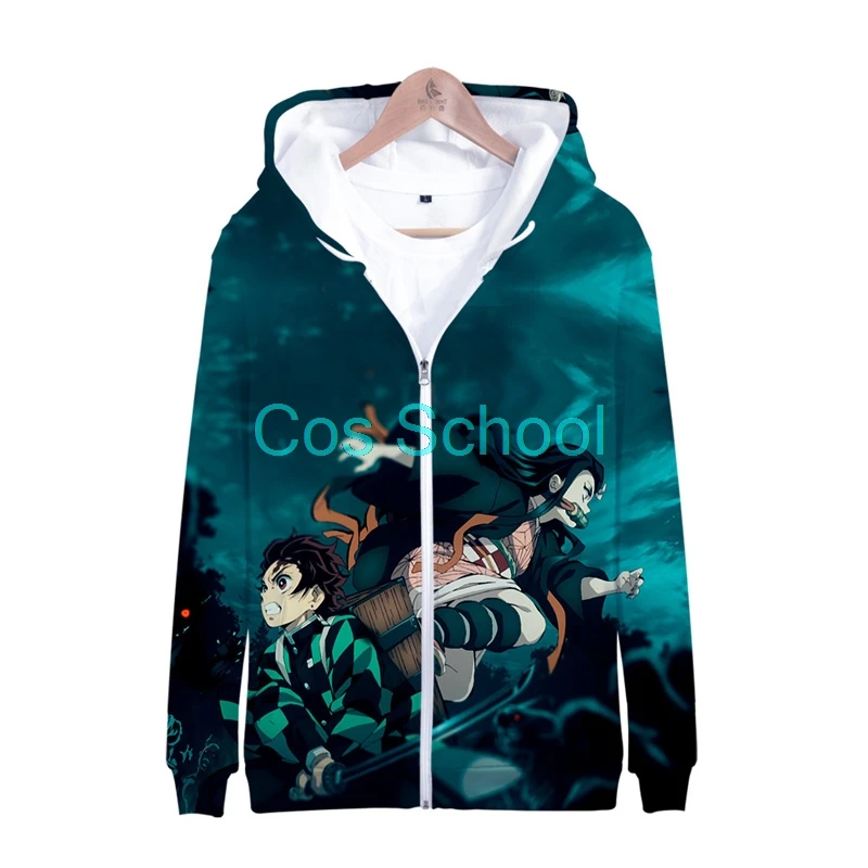 Cos School Kamado Tanjirou Nezuko, толстовки с капюшоном, с принтом «Demon Slayer Kimetsu no Yaiba», костюмы Tomioka Giyuu Zenitsu, Свитера на молнии - Цвет: E