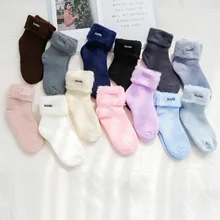 

Solid Soft Warm Velvet Socks for Women Winter Thicken Plus Fleece Coral Sleeping Socks Boots Floor Thermal Cashmere Snow Socks