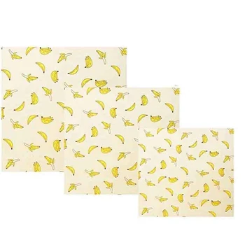 

3PCS Foldable Beeswax Food Wraps Covers Reusable Eco-Friendly Wash Wrap Cloth Paper(Banana)