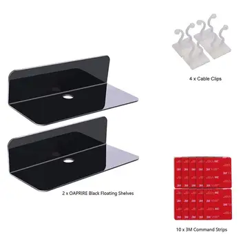 

2-Packs Acrylic Floating Wall Shelves Small Display Shelf For Smart Speaker Action Figures With Cable Clips Home Storage Shelf