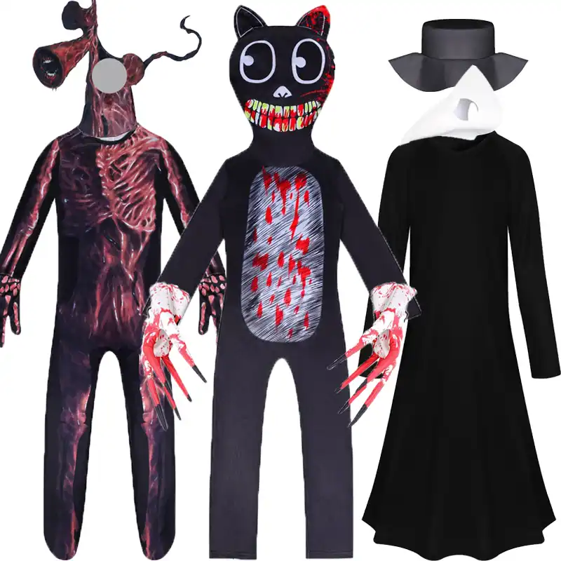 Scp財団漫画猫ハロウィンコスプレ衣装サイレン頭部ホラーおかしいスチームパンクペスト医師鳥服子供のための Aliexpress