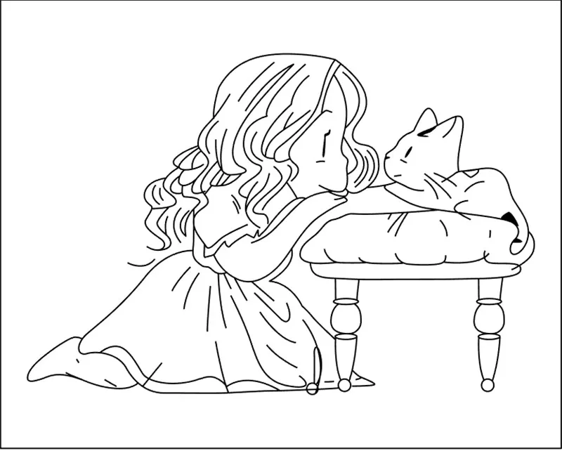 

10x10 Girl and kitten Transparent Clear Stamps Silicone Seals for DIY scrapbooking photo album Card Making