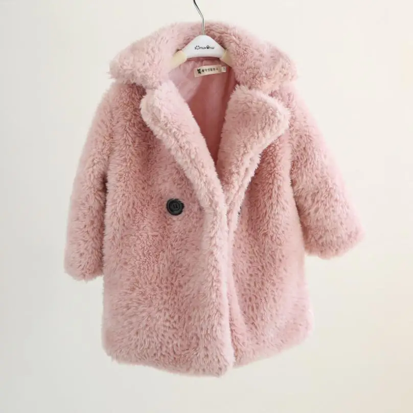pink Детское пальто с искусственным мехом; Детское пальто из искусственной шерсти; хлопковое флисовое пальто; плотная теплая верхняя одежда; парка; детская одежда modis; зимние куртки; Y2386 - Цвет: pink