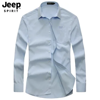 

JEEP SPIRIT Brand Shirt Men Spring Autumn Long Sleeve Turn Down Collar Solid Color Mens Shirts camisa masculina Shirts Men Dress