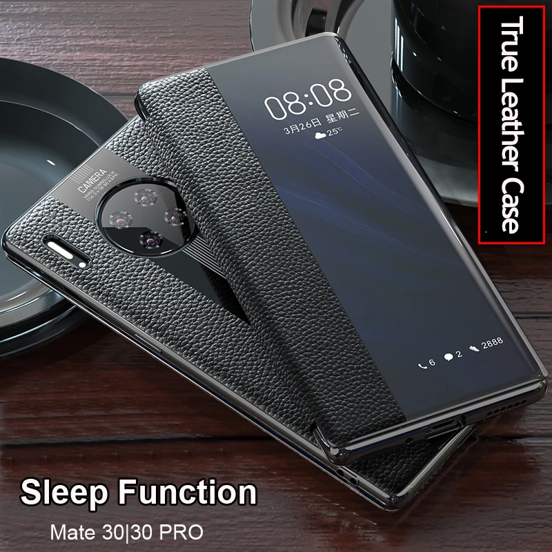Mate 30 Роскошный чехол из натуральной кожи для huawei mate 30 pro Чехол кожаный умный флип-чехол для huawei mate 30 Pro Защитная крышка