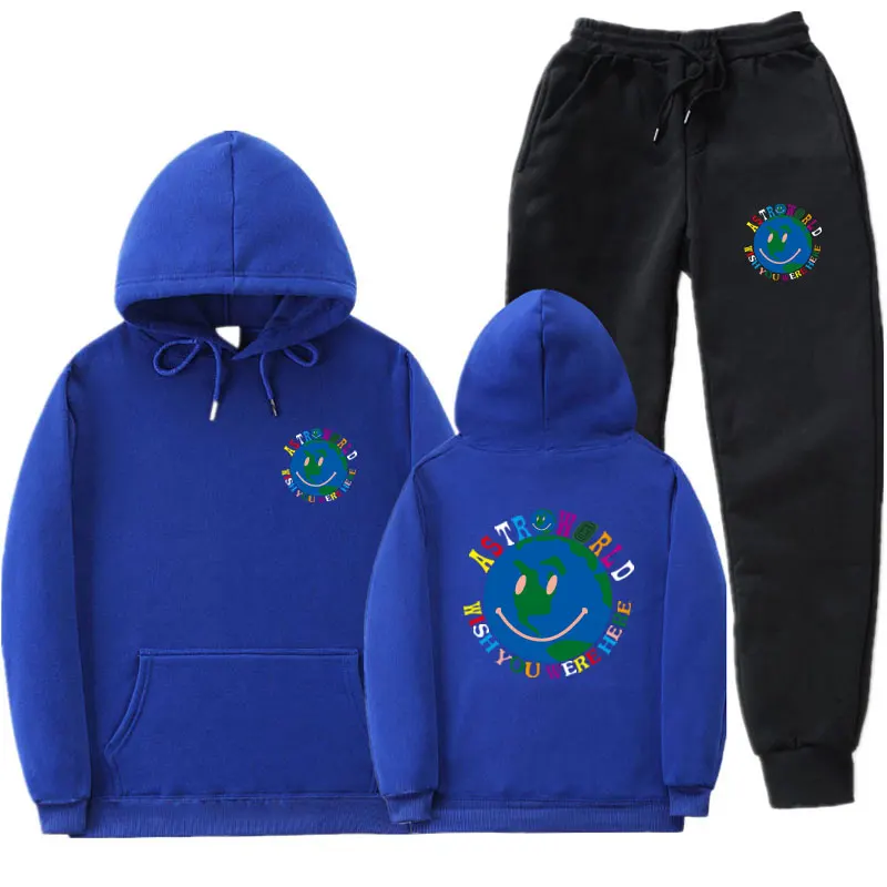 Новая мода Трэвиса Скотта ASTROWORLD толстовки и брюки костюм хип-хоп Уличная Мужская и Женская Толстовка костюм для бега