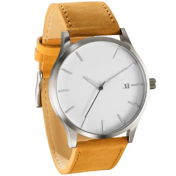Мужские часы, модные часы для мужчин,, Топ бренд, роскошные часы, мужские спортивные часы, кожа, на каждый день, reloj hombre erkek kol saati - Цвет: white khaki