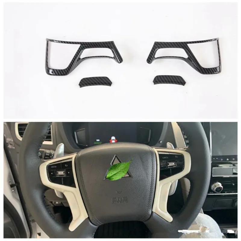 Carbon Fiber Style Car Steering Wheel Cover Trim Fit for Mitsubishi Pajero 2020 Car Interior Styling