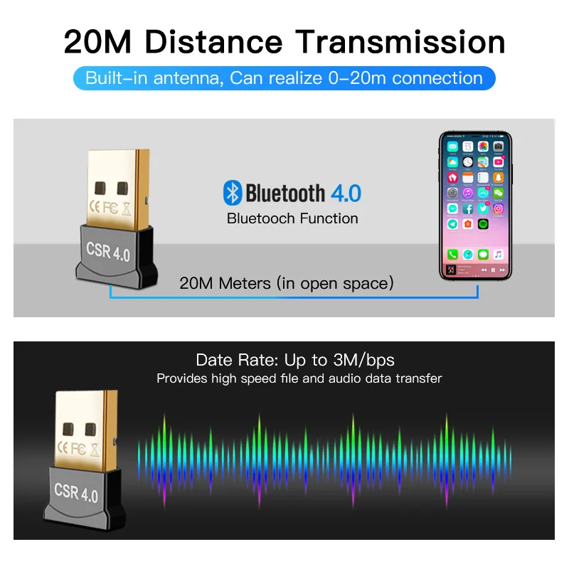 FONKEN USB Bluetooth 4,0 адаптер передатчик Bluetooth приемник USB ключ для компьютера ПК планшет беспроводной USB адаптер для PS4
