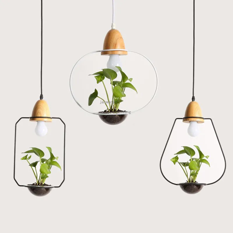 Nordic LED Pendant Lights Restaurant Creative Plant Decoration Hanging Lamp Loft Fixtures Kitchen | Освещение