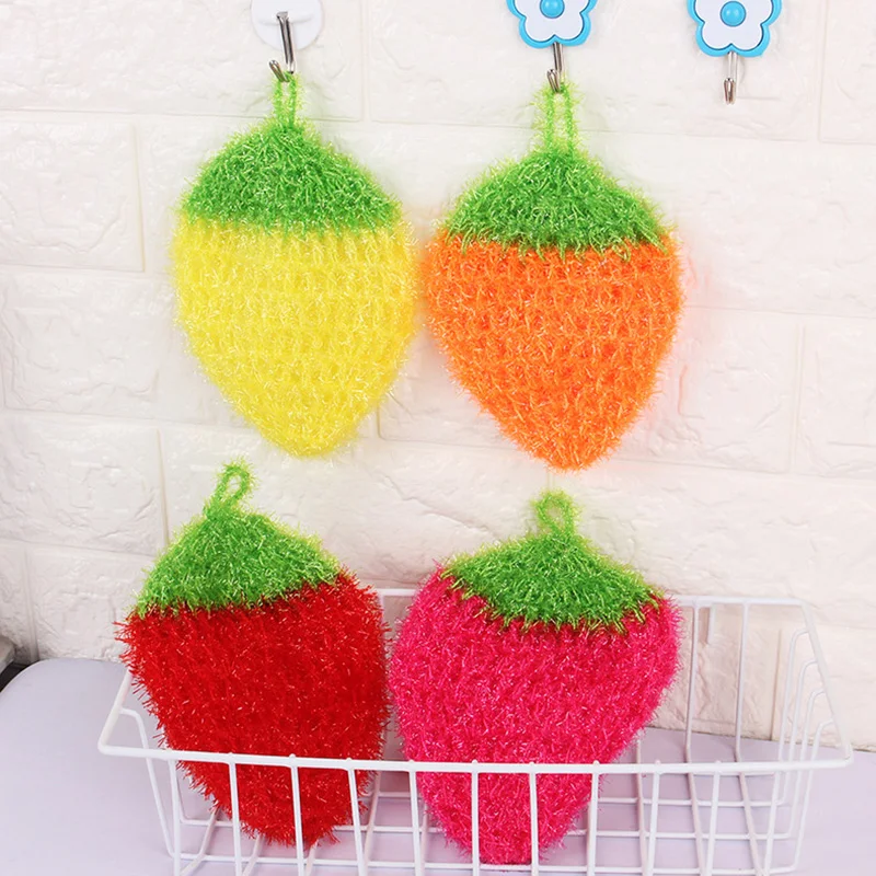 Cute Strawberry Bowl Pan Dish Sponge Fruit Scouring Dish Cloth Home Kitchen Cleaning Tool Soft Non-scratch Scrubber Towel kitchen towel cleaning cloth dish cleaning cloth dish cloth towel cleaning cloth microfiber dish cloth scrub pads cleaning sponges