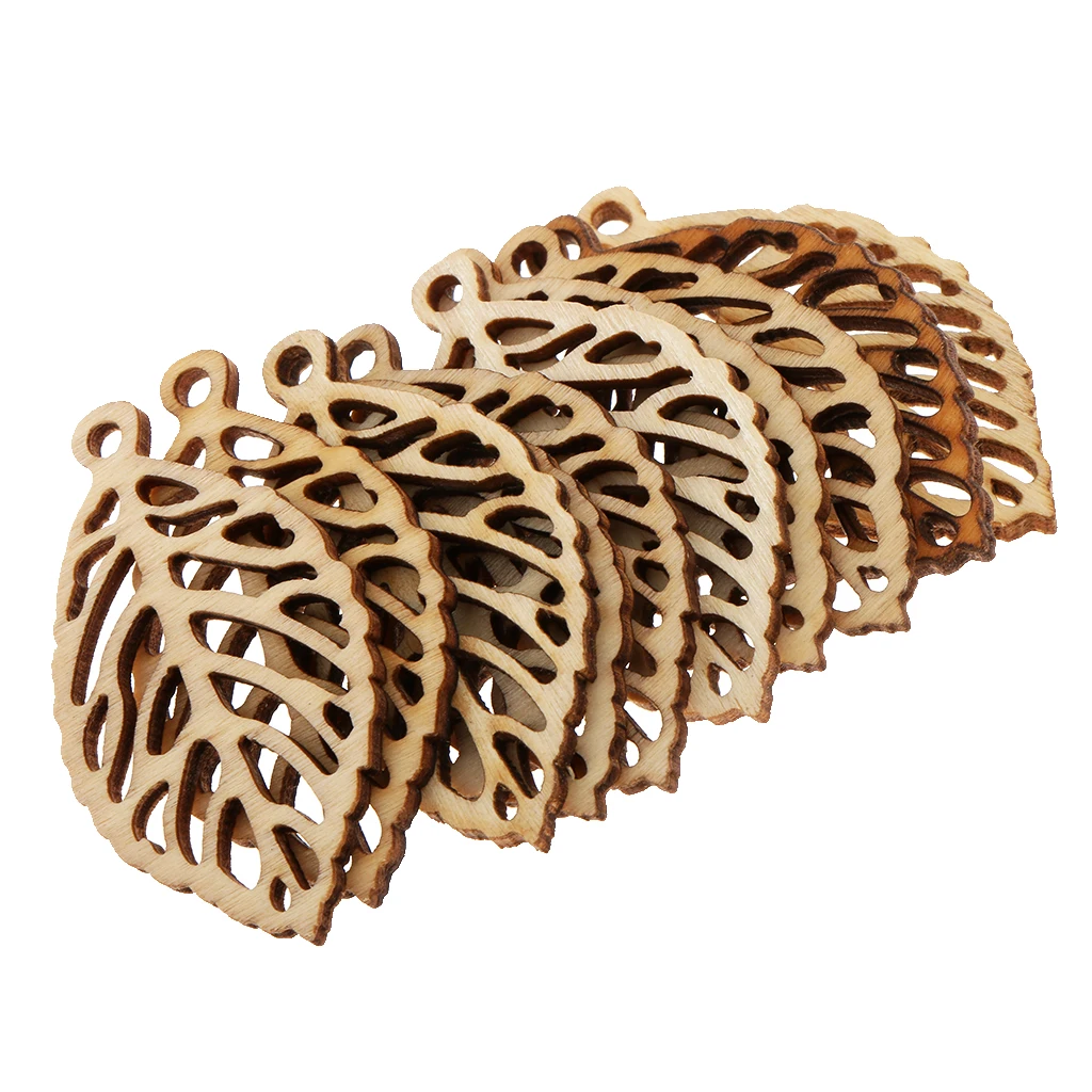 10Pcs Unfinished Wooden Pendants For DIY Earrings Necklace Jewelry