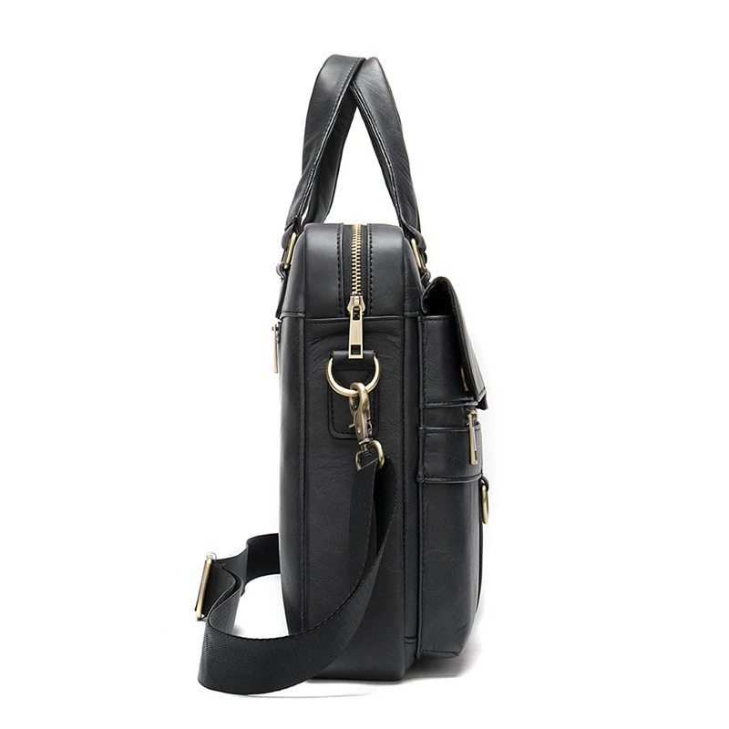 Men's Briefcase Genuine Leather Business Handbag Laptop Casual Large Shoulder Bag Vintage Messenger Bags Luxury Bolsas