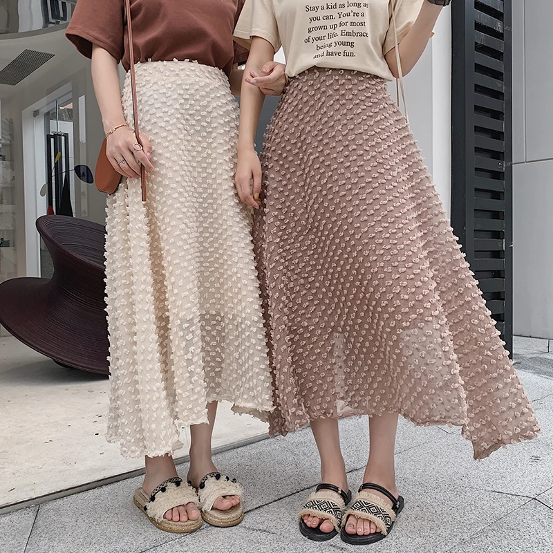 

3colors women autumn fairy ball gown pleated skirts 2019 high waist long skirts womens (mm7988)