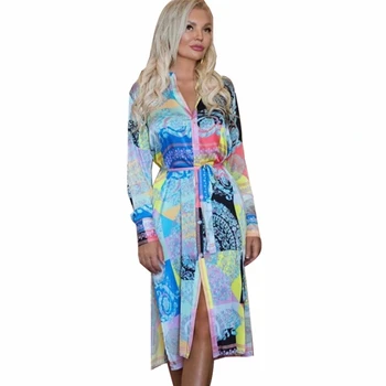

African Dresses For Women African Clothes Africa Long Sleeve Shirt Dress Dashiki Ladies Clothing Ankara Africa Female Dress