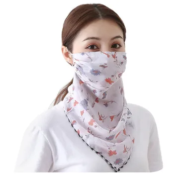 

2 Pack Women Sun Mask Chiffon Neck Gaiter Sun Proof Face Mask Outdoors