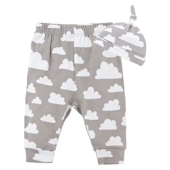 

Honeyzone Baby Boy Clothes 2020 Spring Baby Girl Clothing Sets Newborn Cotton Printed Full Length Pants+Cap Kids 2pcs Suit
